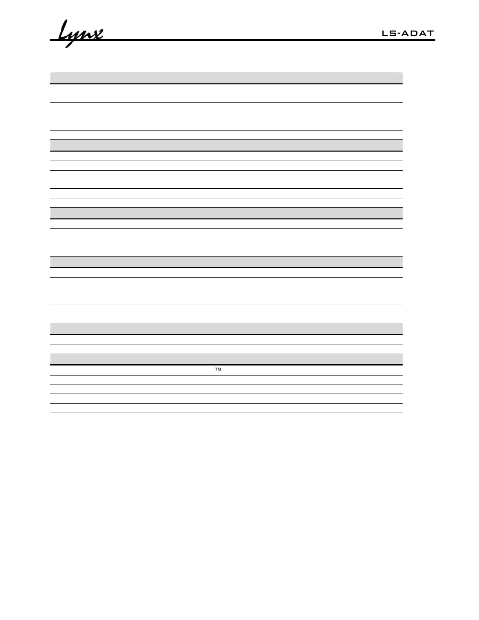 Specifications, Ls-adat | Lynx Studio LS-ADAT User Manual | Page 15 / 18