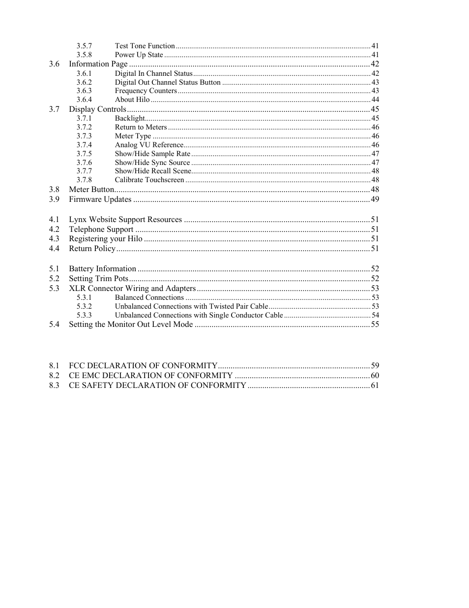 Lynx Studio Hilo Reference A/D D/A Converter System - Owner's Manual with LT-USB User Manual | Page 4 / 68