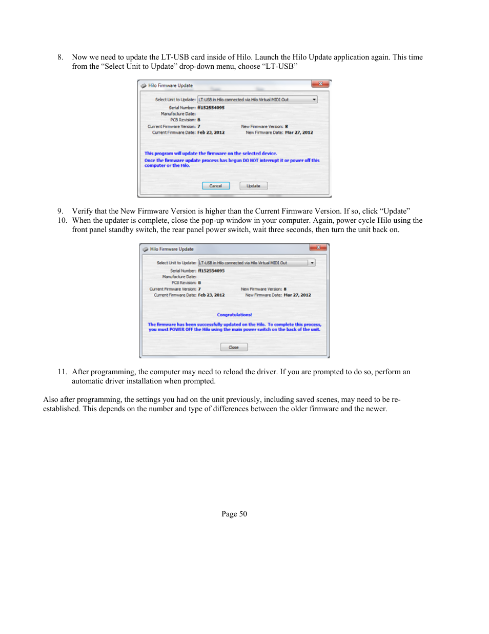 Lynx Studio Hilo Reference A/D D/A Converter System - Owner's Manual with LT-USB User Manual | Page 54 / 68