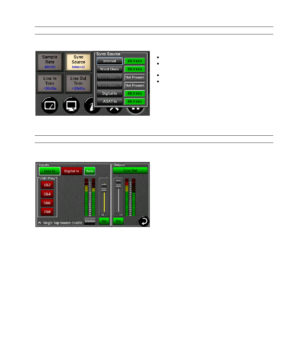 1 sync source, 1 solo button | Lynx Studio Hilo Version 5 Firmware User Manual | Page 3 / 13