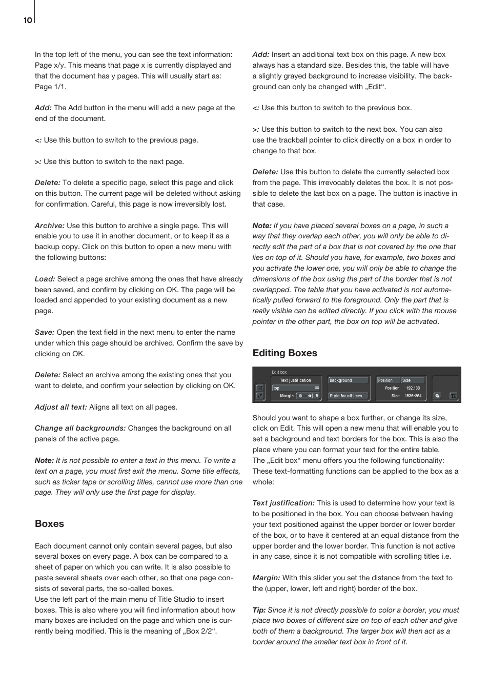Editing boxes, Boxes | MacroSystem Bogart V6 Addition to the manual V5 for Casablanca User Manual | Page 10 / 16