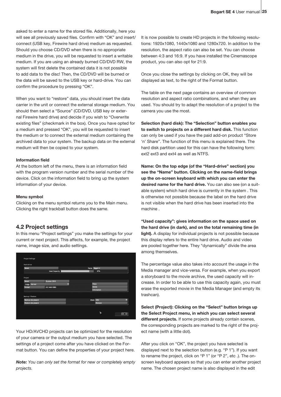 2 project settings | MacroSystem Bogart SE Ver.4 User manual User Manual | Page 25 / 112
