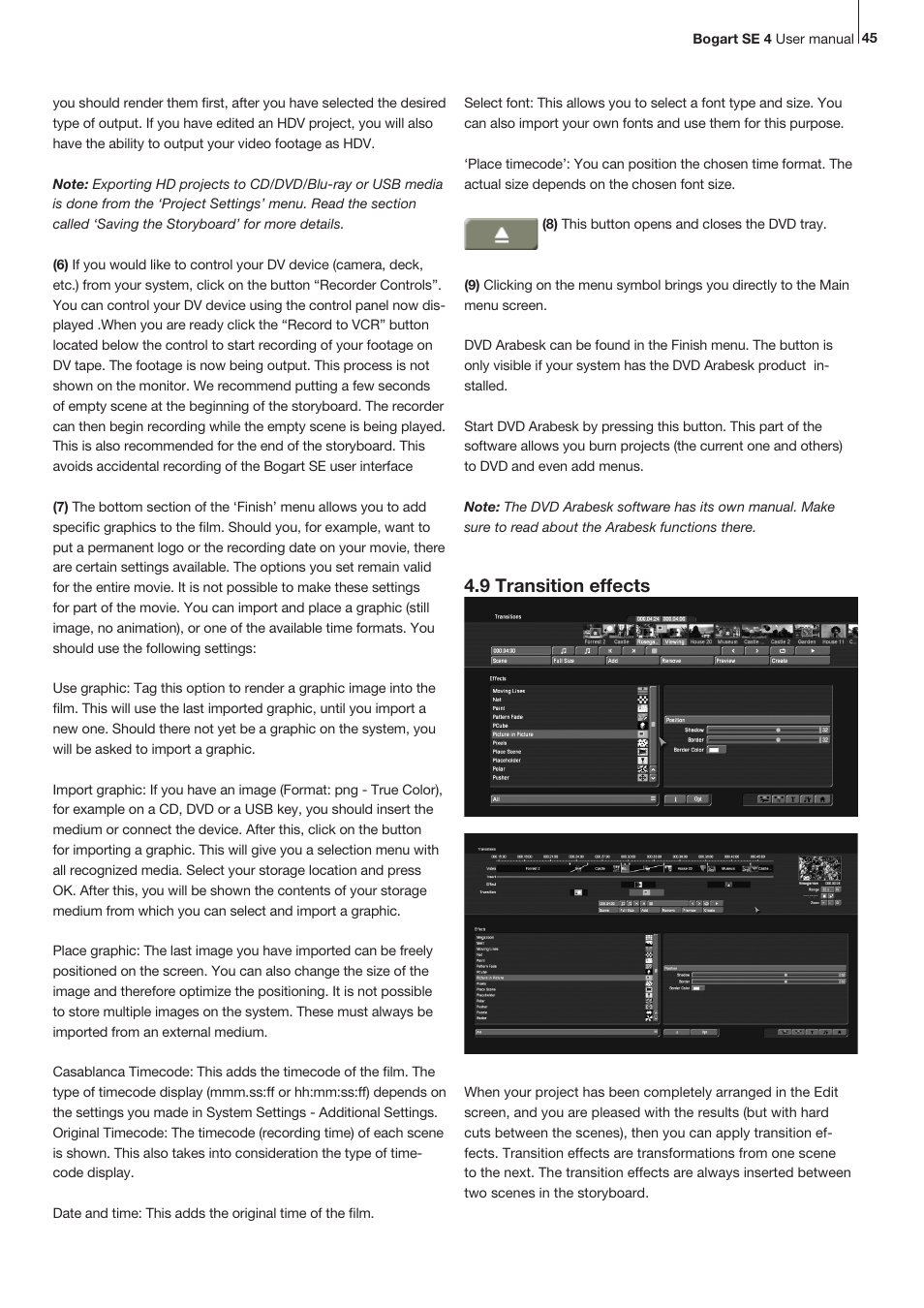 9 transition effects | MacroSystem Bogart SE Ver.4 User manual User Manual | Page 45 / 112