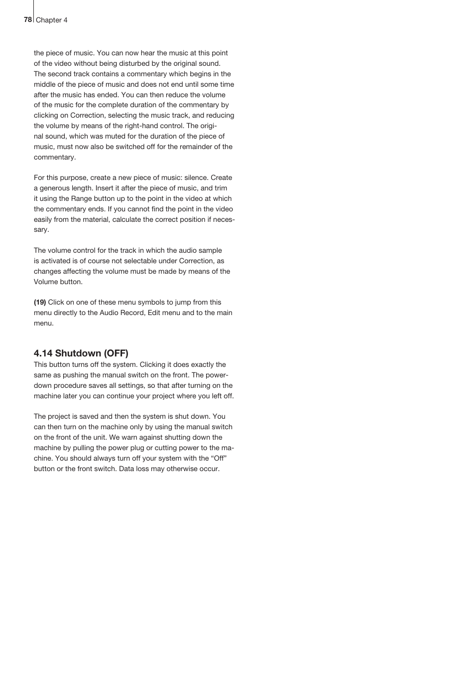 14 shutdown (off) | MacroSystem Bogart SE Ver.4 User manual User Manual | Page 78 / 112