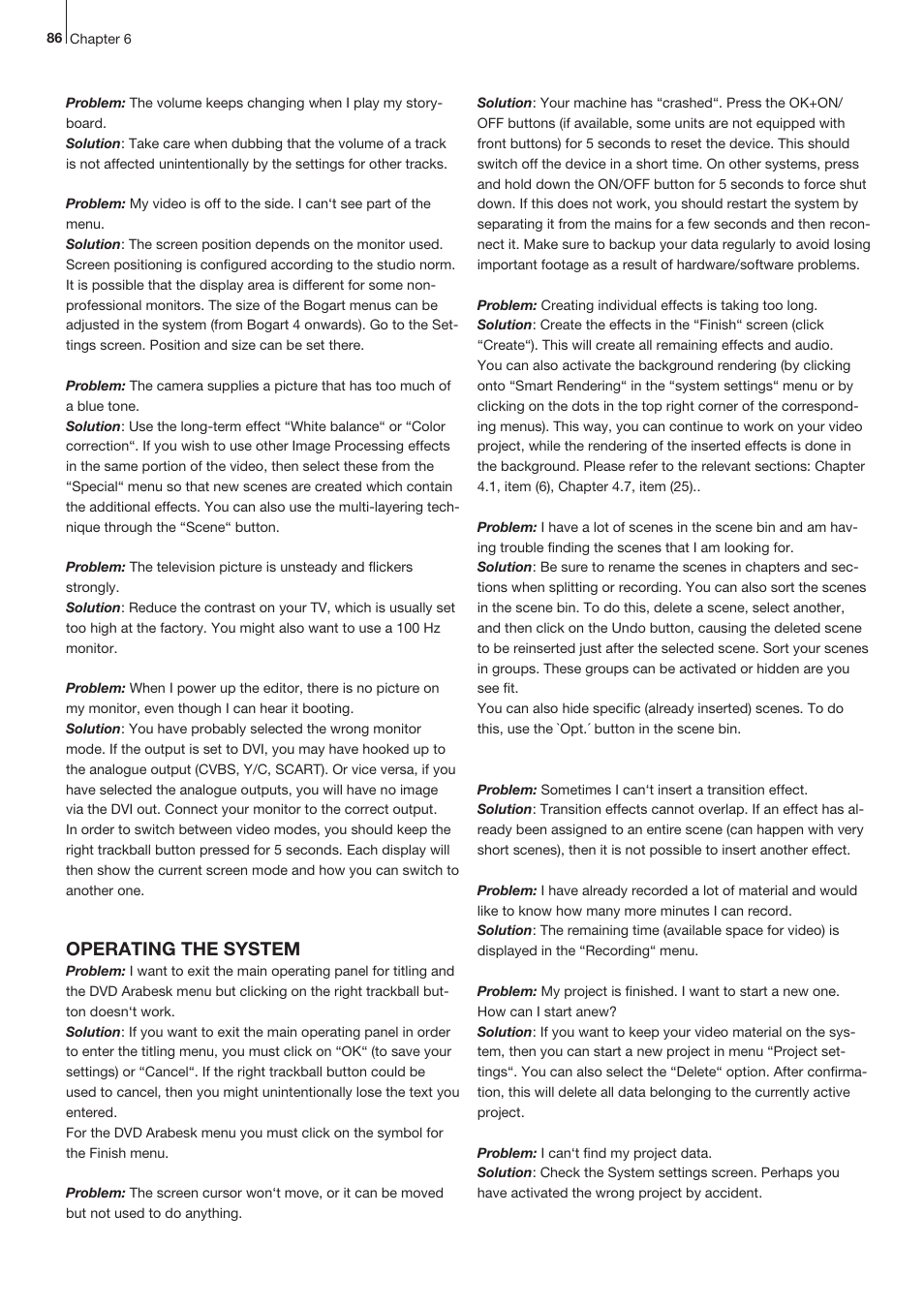 Operating the system | MacroSystem Bogart SE Ver.4 User manual User Manual | Page 86 / 112