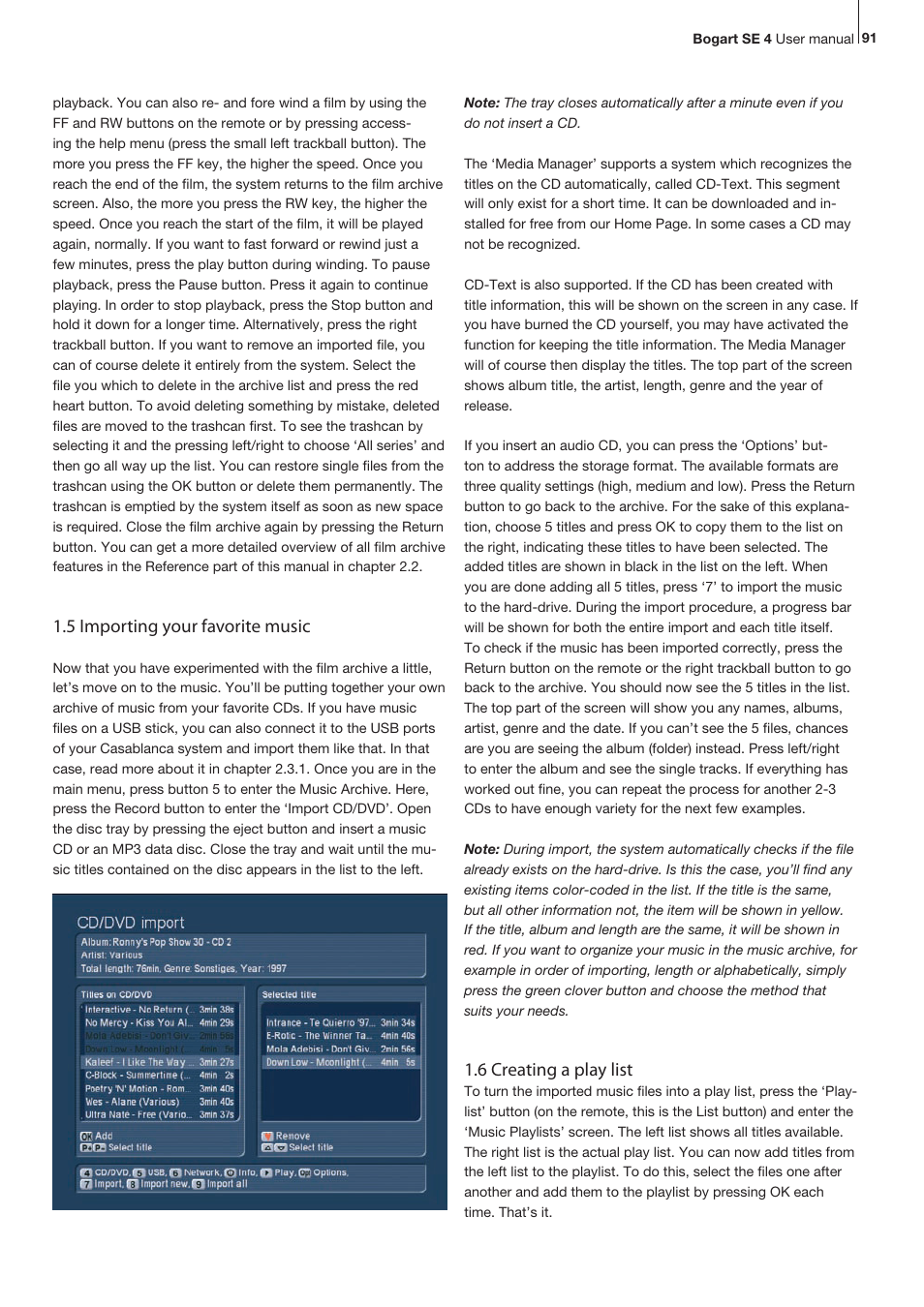 5 importing your favorite music, 6 creating a play list | MacroSystem Bogart SE Ver.4 User manual User Manual | Page 91 / 112