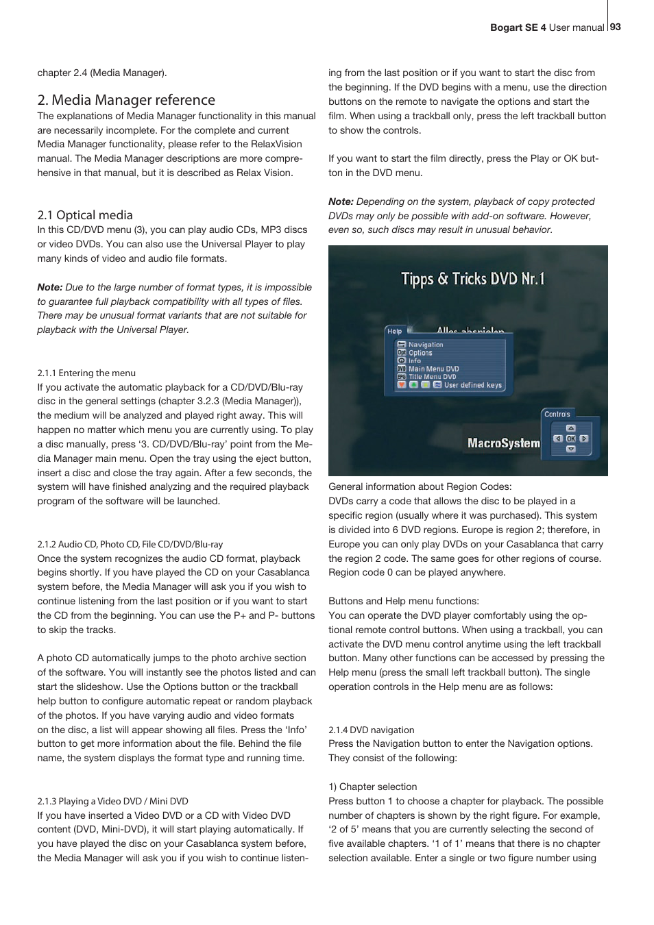 Media manager reference, 1 optical media | MacroSystem Bogart SE Ver.4 User manual User Manual | Page 93 / 112