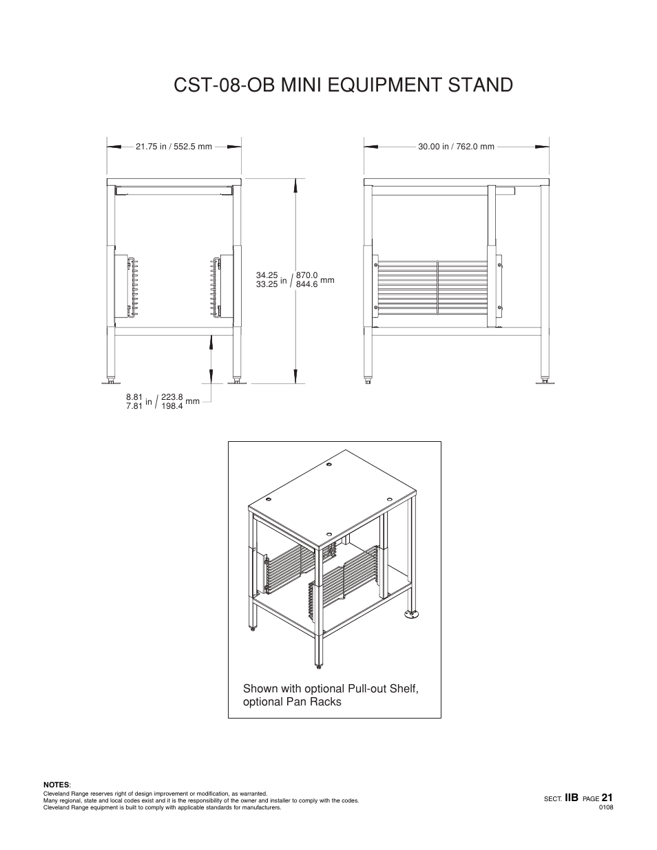 Cst-08-ob mini equipment stand | Cleveland Range CST 08-0B User Manual | Page 2 / 2