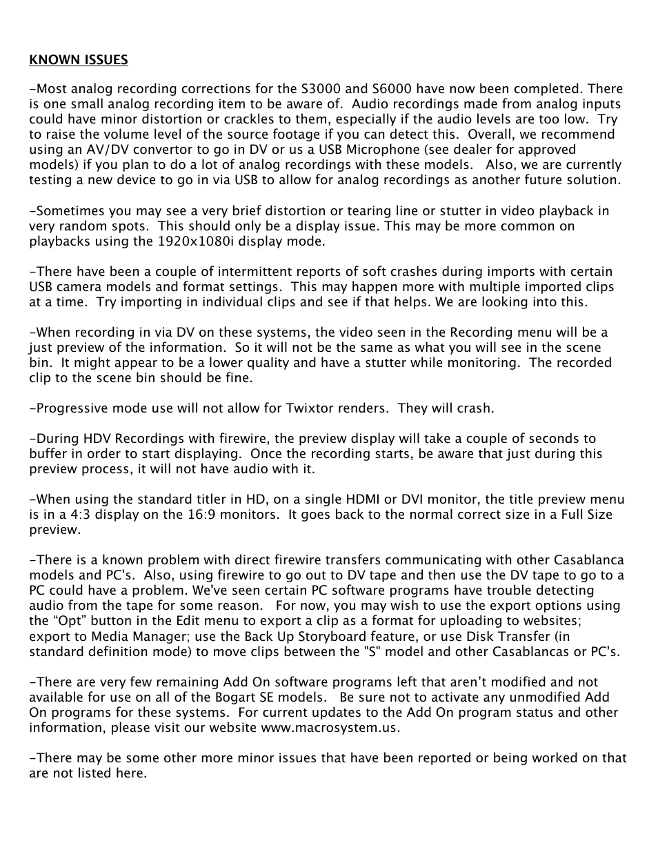 MacroSystem Bogart SE Ver.4 - 4.5c Release Notes User Manual | Page 2 / 4