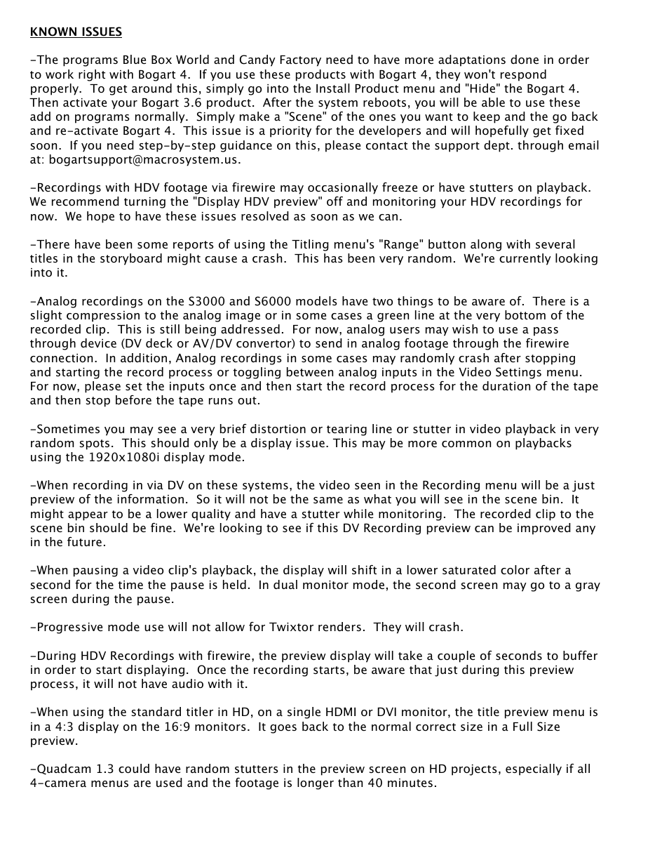 MacroSystem Bogart SE Ver.4 - 4.1c Release Notes User Manual | Page 2 / 4