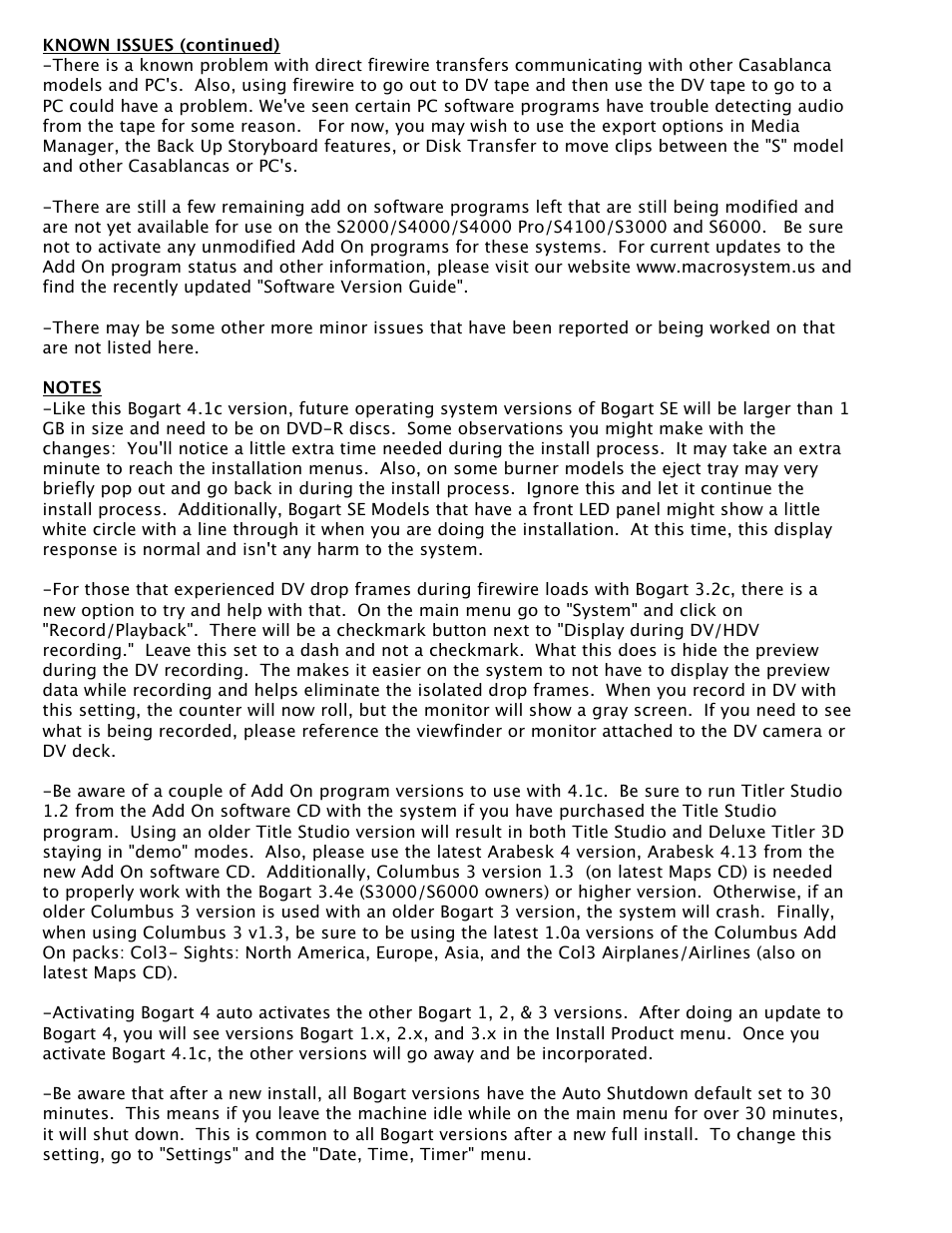 MacroSystem Bogart SE Ver.4 - 4.1c Release Notes User Manual | Page 3 / 4
