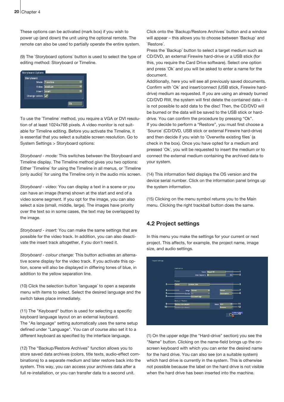 2 project settings | MacroSystem Bogart SE Ver.2 User manual User Manual | Page 22 / 100