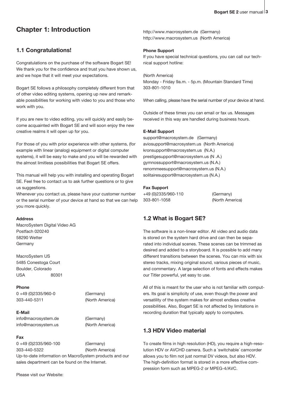 Chapter 1: introduction, 2 what is bogart se, 3 hdv video material | MacroSystem Bogart SE Ver.2 User manual User Manual | Page 5 / 100