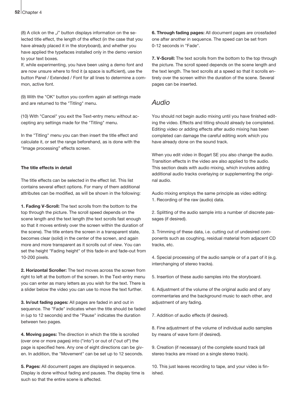 Audio | MacroSystem Bogart SE Ver.2 User manual User Manual | Page 54 / 100