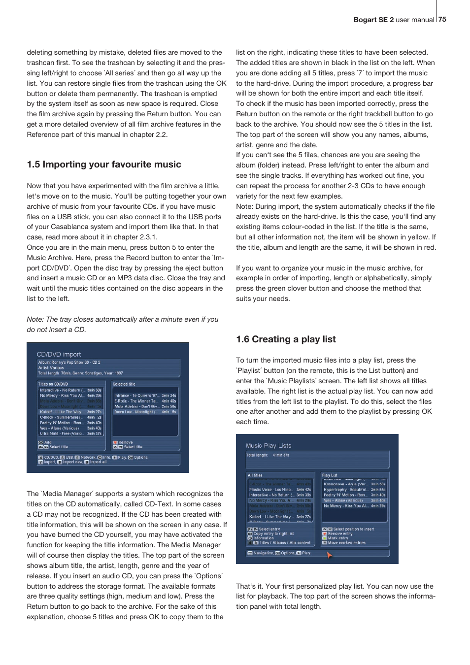 5 importing your favourite music, 6 creating a play list | MacroSystem Bogart SE Ver.2 User manual User Manual | Page 77 / 100