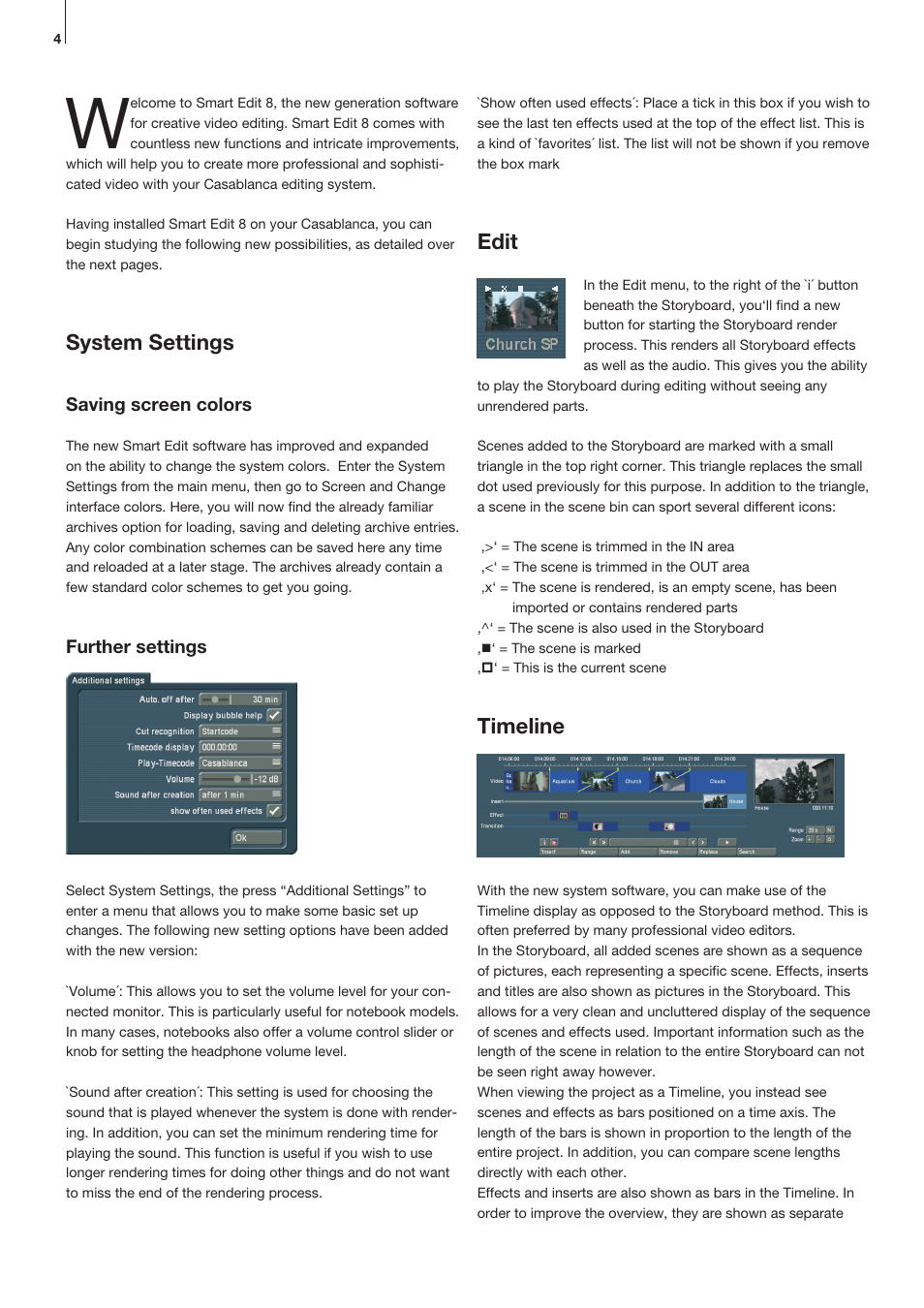 System settings, Edit, Timeline | MacroSystem Smart Edit 8 Manual extension User Manual | Page 4 / 12