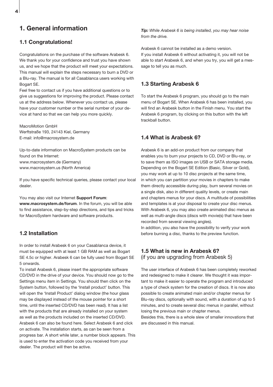 General information | MacroSystem Arabesk Ver.6 User Manual | Page 4 / 28