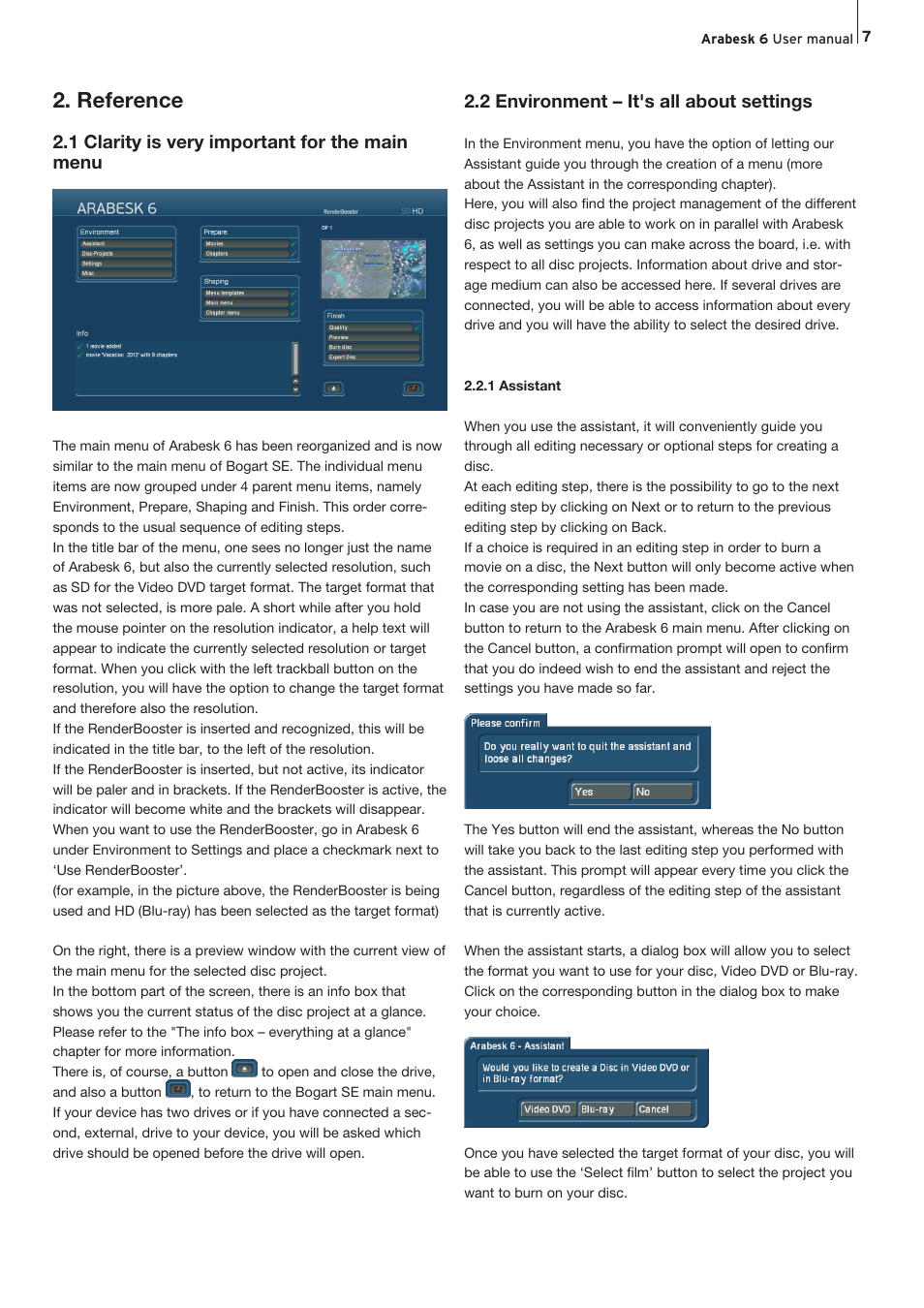 Reference, 1 clarity is very important for the main menu, 2 environment – it's all about settings | MacroSystem Arabesk Ver.6 User Manual | Page 7 / 28