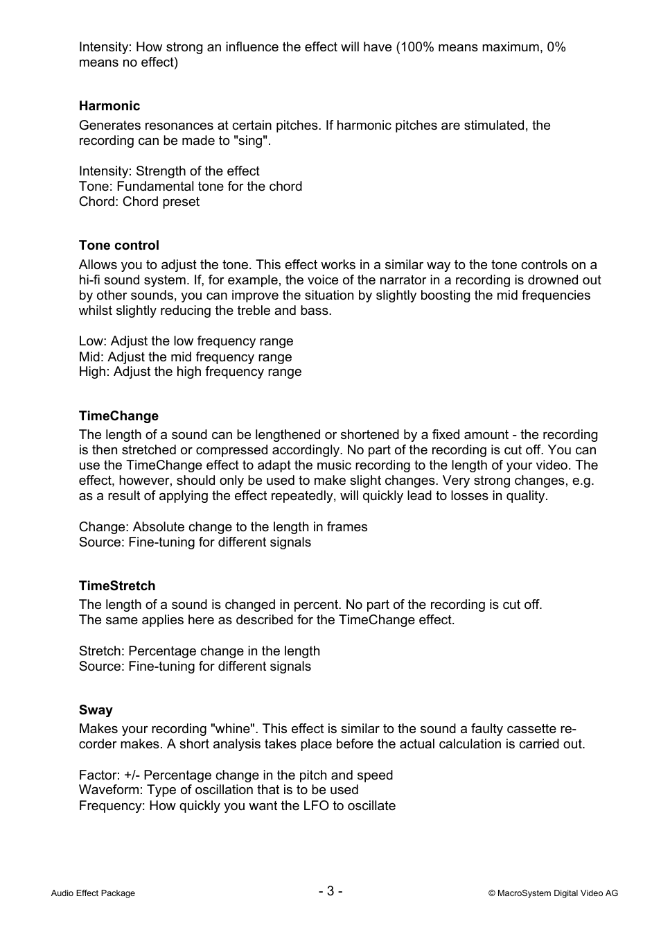 MacroSystem Audio Effect Package User Manual | Page 3 / 6