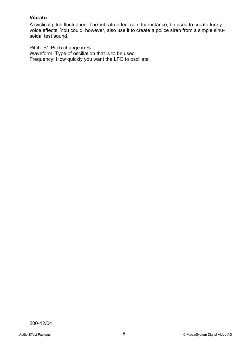 MacroSystem Audio Effect Package User Manual | Page 6 / 6