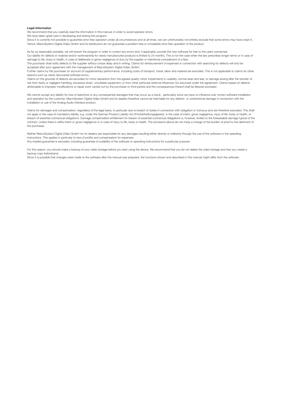 MacroSystem Analog Audio Interface for Casablanca User Manual | Page 2 / 8