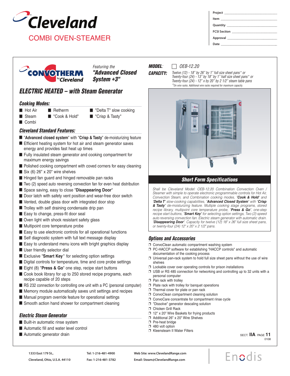 Cleveland Range OEB-12.20 User Manual | 2 pages