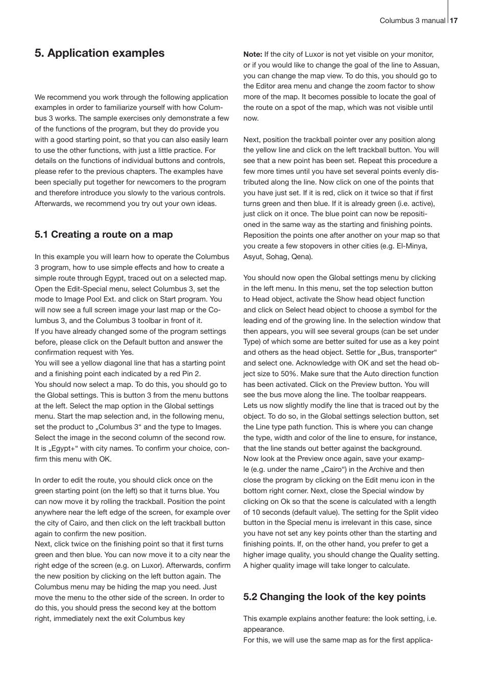 5 . application examples, 5 .1 creating a route on a map, 5 .2 changing the look of the key points | MacroSystem Columbus 3 User Manual | Page 17 / 20