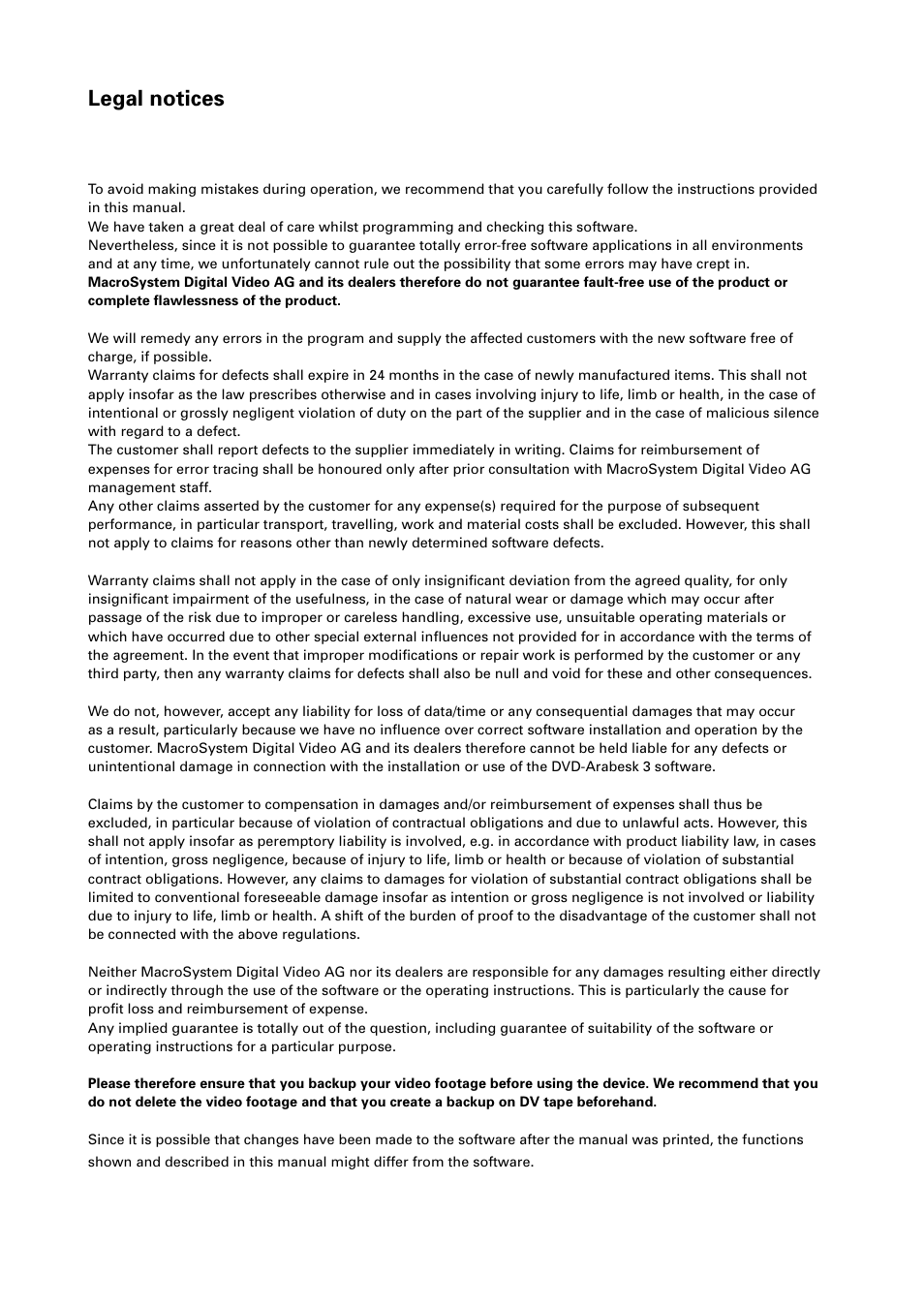 Legal notices | MacroSystem DVD-Arabesk 3 User Manual | Page 2 / 32