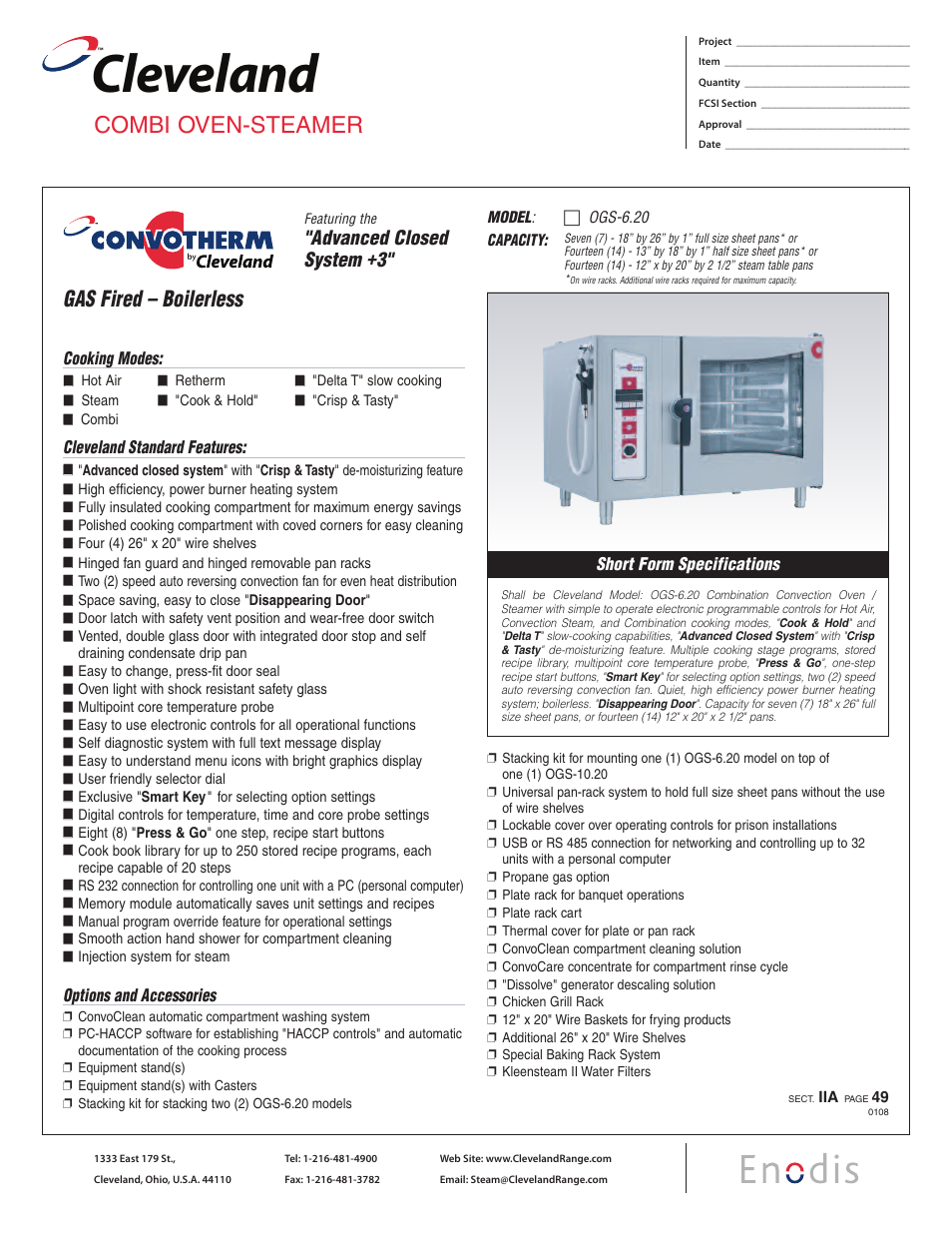 Cleveland Range OGS-6.20 User Manual | 2 pages