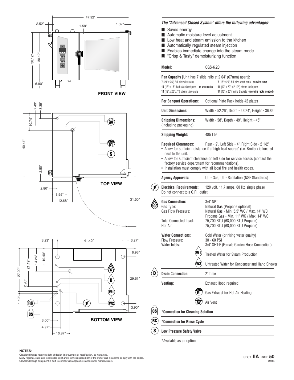 Oeb 6.20, Ogs 6.20 | Cleveland Range OGS-6.20 User Manual | Page 2 / 2