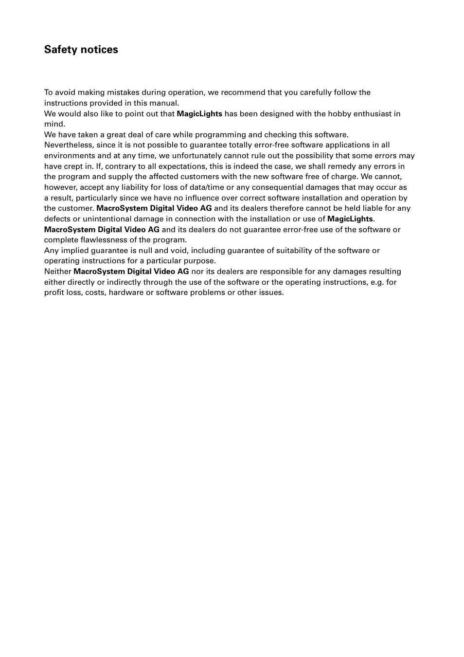 MacroSystem MagicLights User Manual | Page 2 / 16