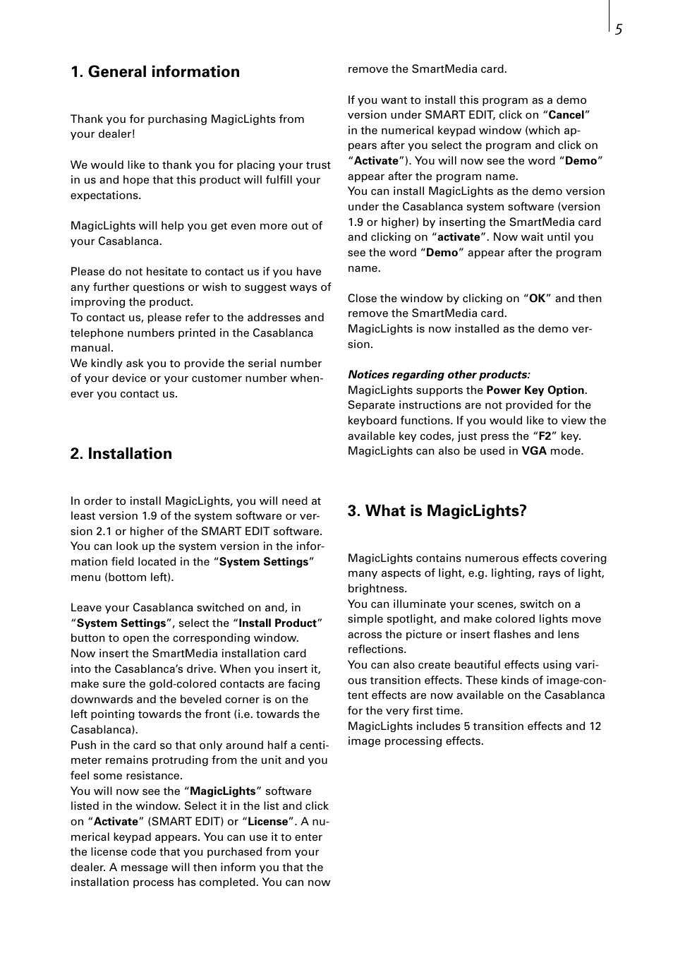 General information, Installation, What is magiclights | MacroSystem MagicLights User Manual | Page 5 / 16
