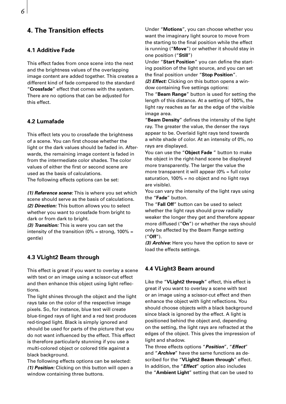 67 4. the transition effects | MacroSystem MagicLights User Manual | Page 6 / 16