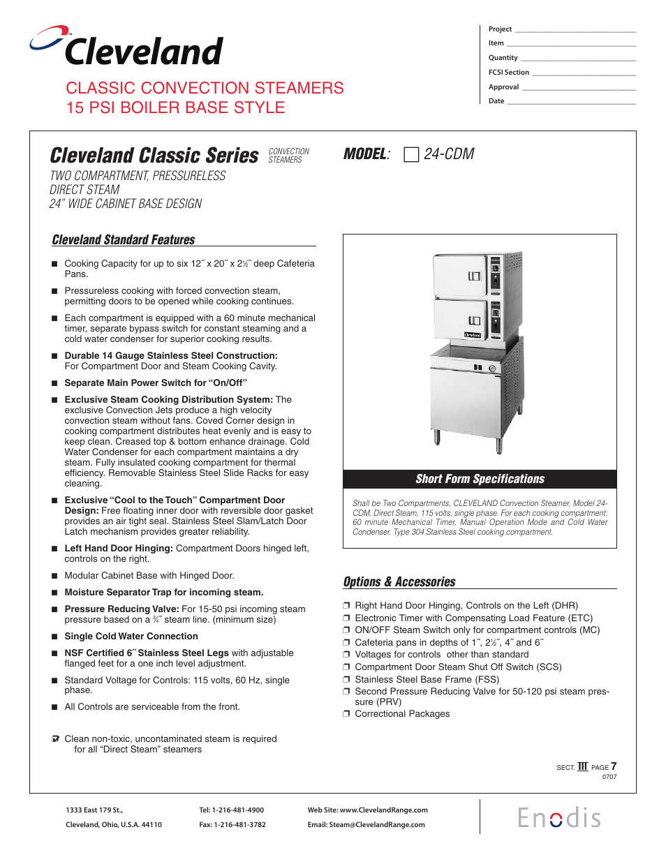 Cleveland Range Enodis 24-CDM User Manual | 2 pages