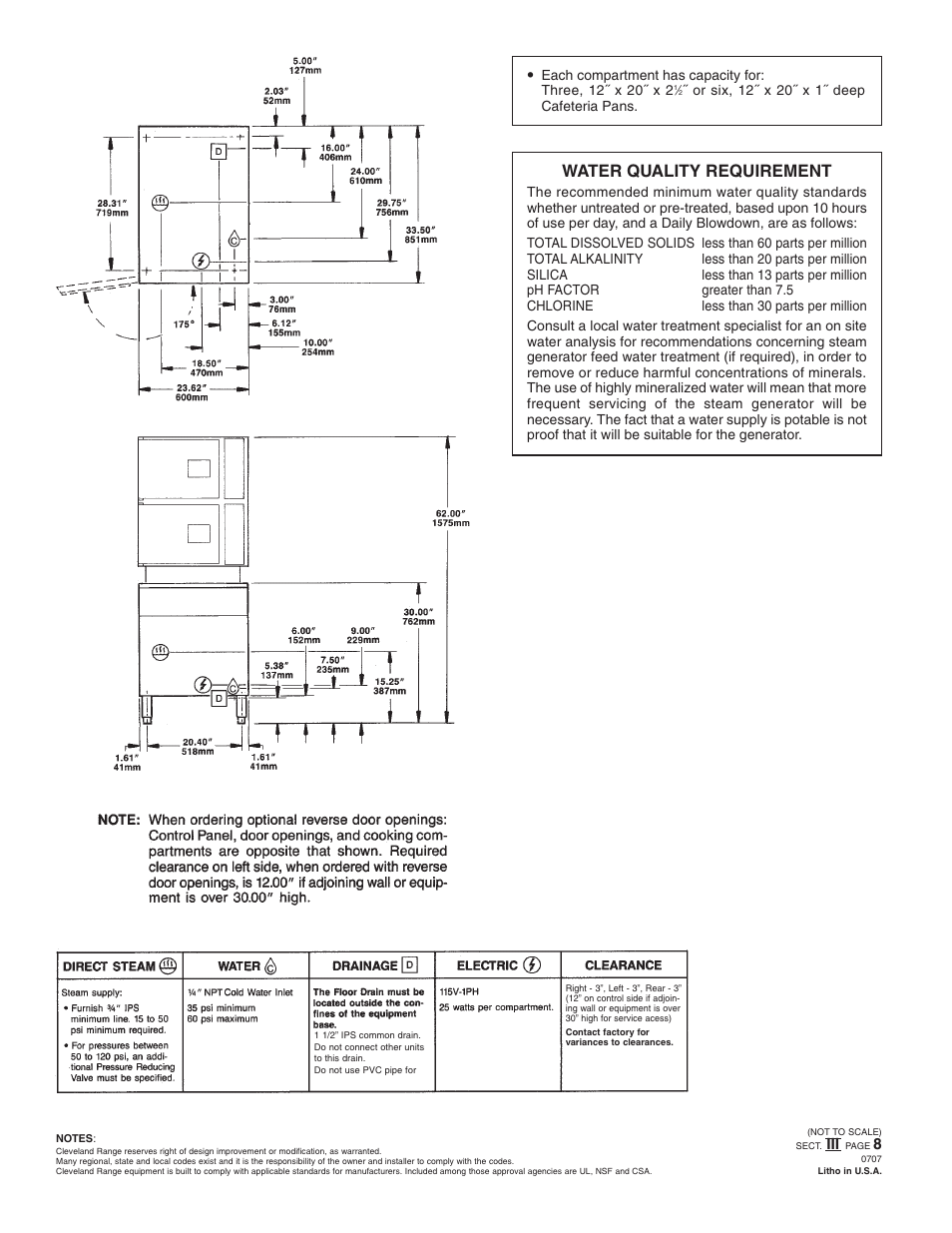 Water quality requirement | Cleveland Range Enodis 24-CDM User Manual | Page 2 / 2