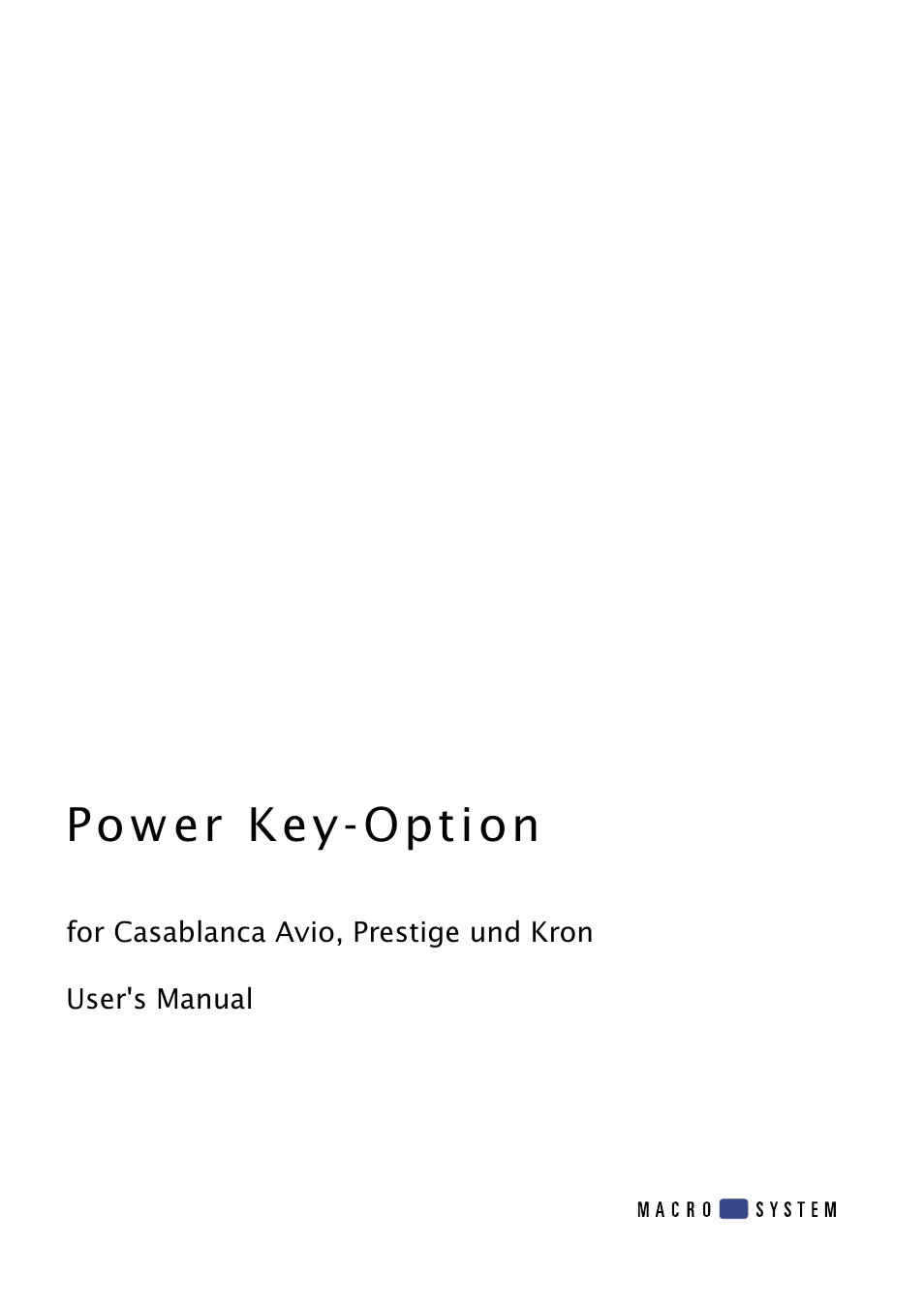 MacroSystem Power Key-Option User Manual | 54 pages