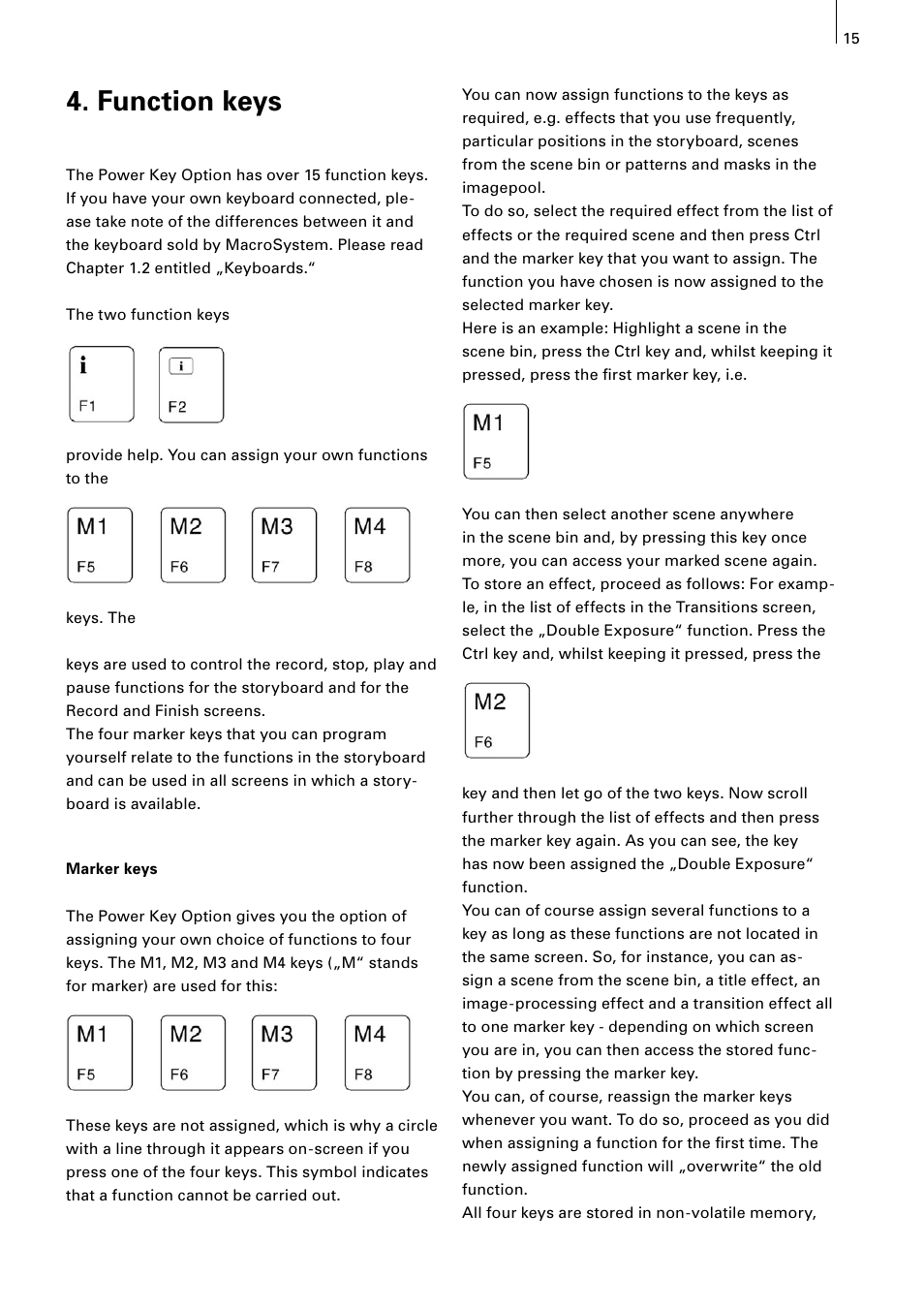 Function keys | MacroSystem Power Key-Option User Manual | Page 15 / 54