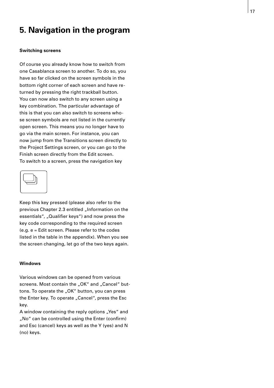 Navigation in the program | MacroSystem Power Key-Option User Manual | Page 17 / 54