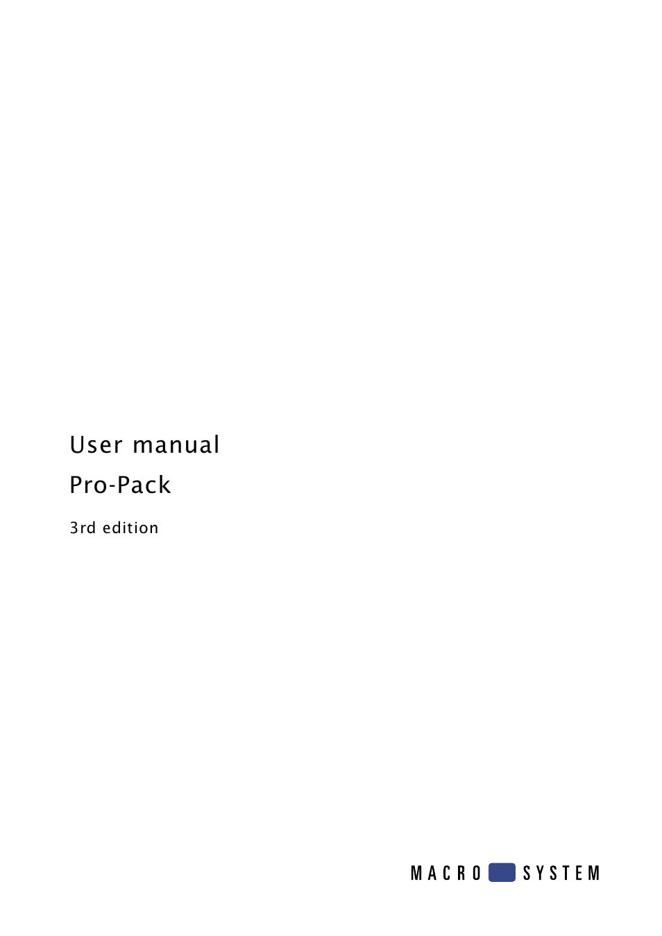 MacroSystem Pro-Pack User Manual | 16 pages