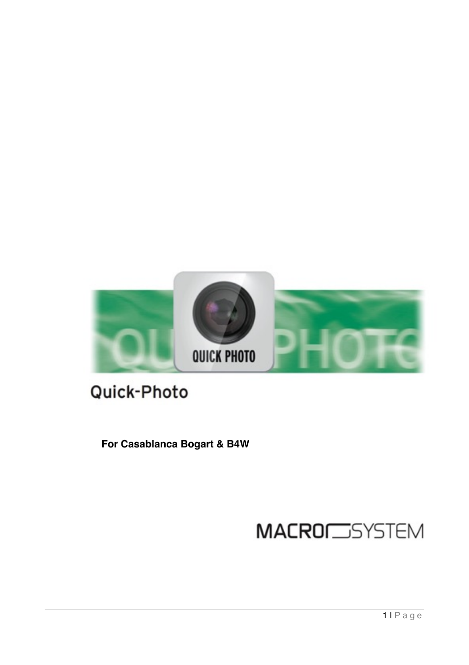 MacroSystem Quick-Photo User Manual | 20 pages
