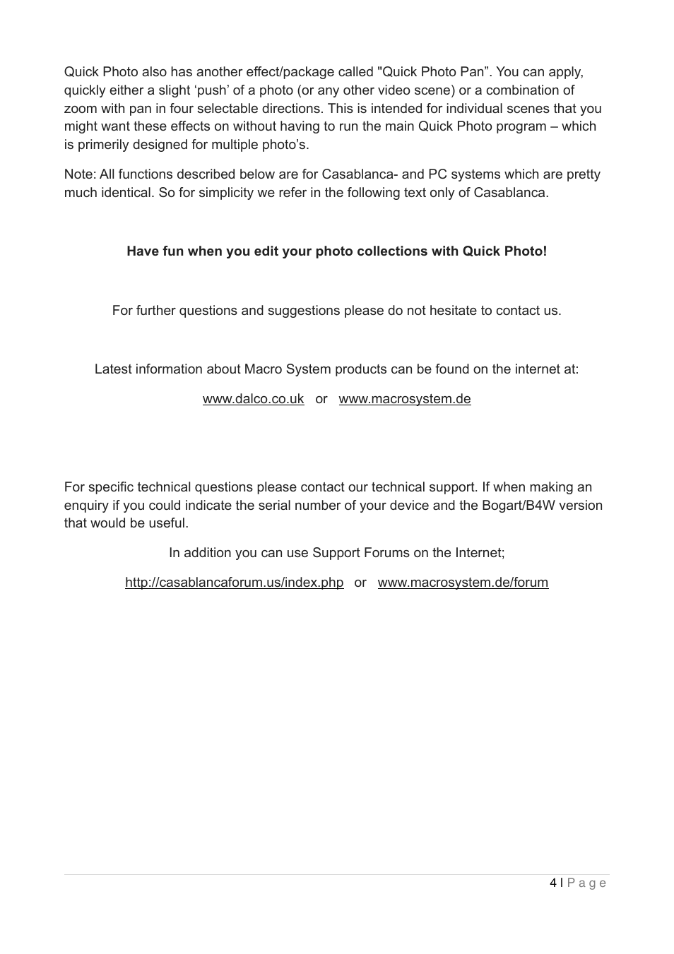 MacroSystem Quick-Photo User Manual | Page 4 / 20