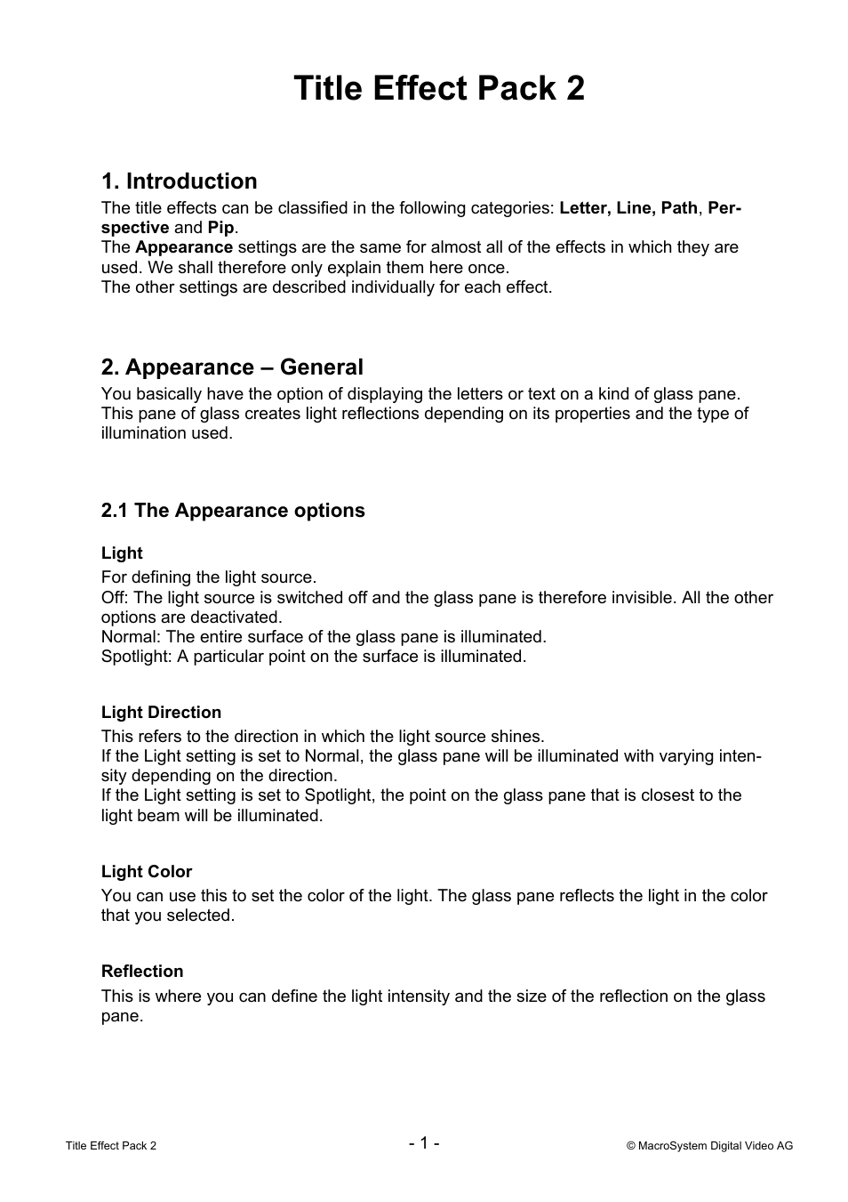 MacroSystem Title Effect Pack 2 User Manual | 13 pages