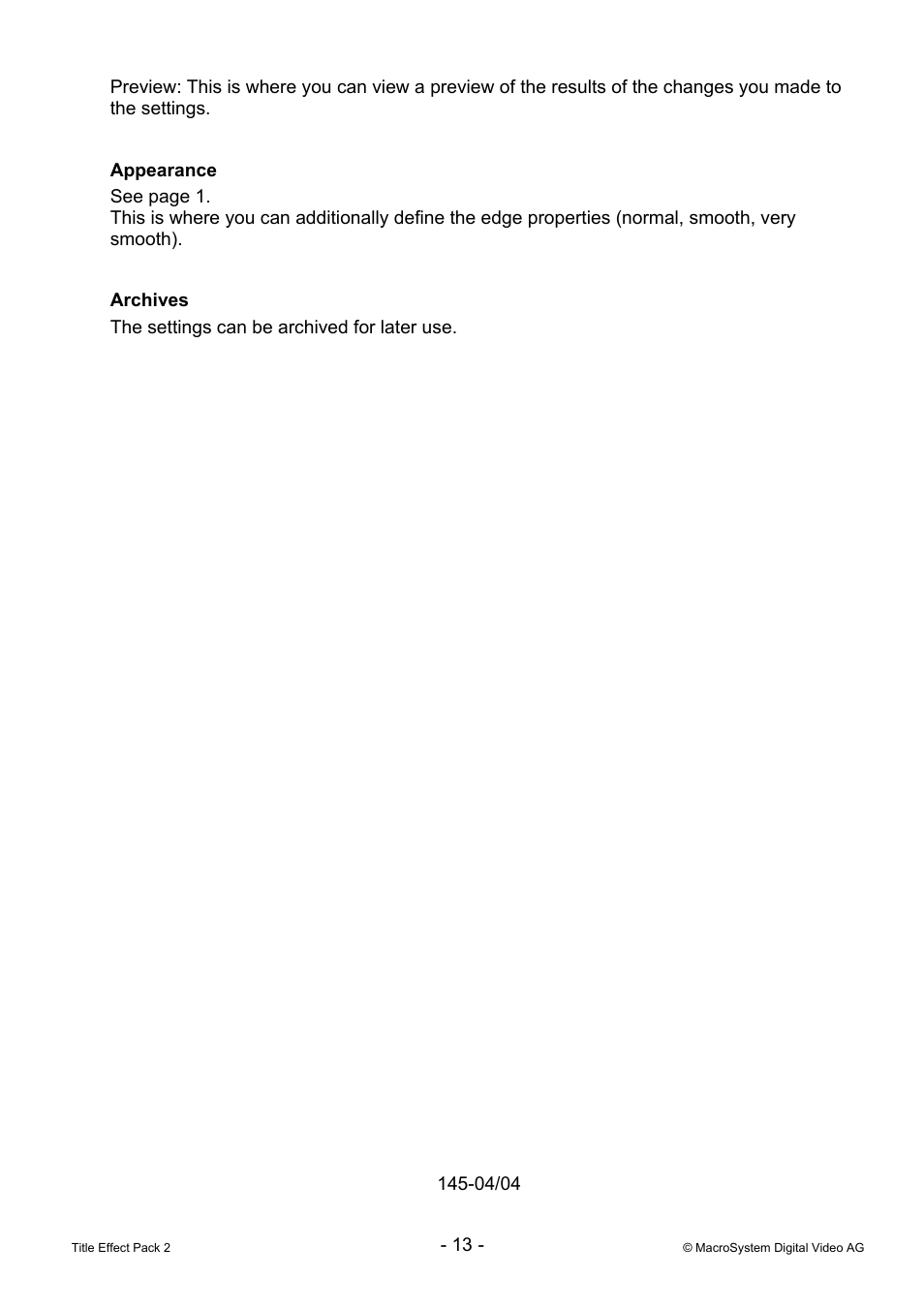 MacroSystem Title Effect Pack 2 User Manual | Page 13 / 13