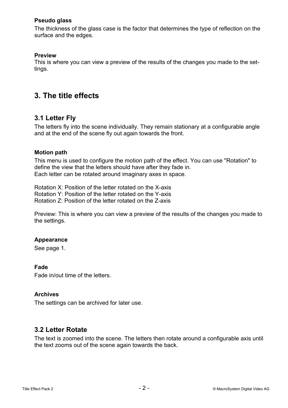 The title effects | MacroSystem Title Effect Pack 2 User Manual | Page 2 / 13