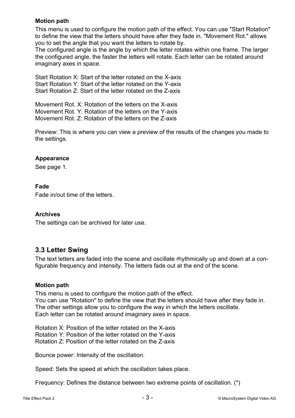 3 letter swing | MacroSystem Title Effect Pack 2 User Manual | Page 3 / 13