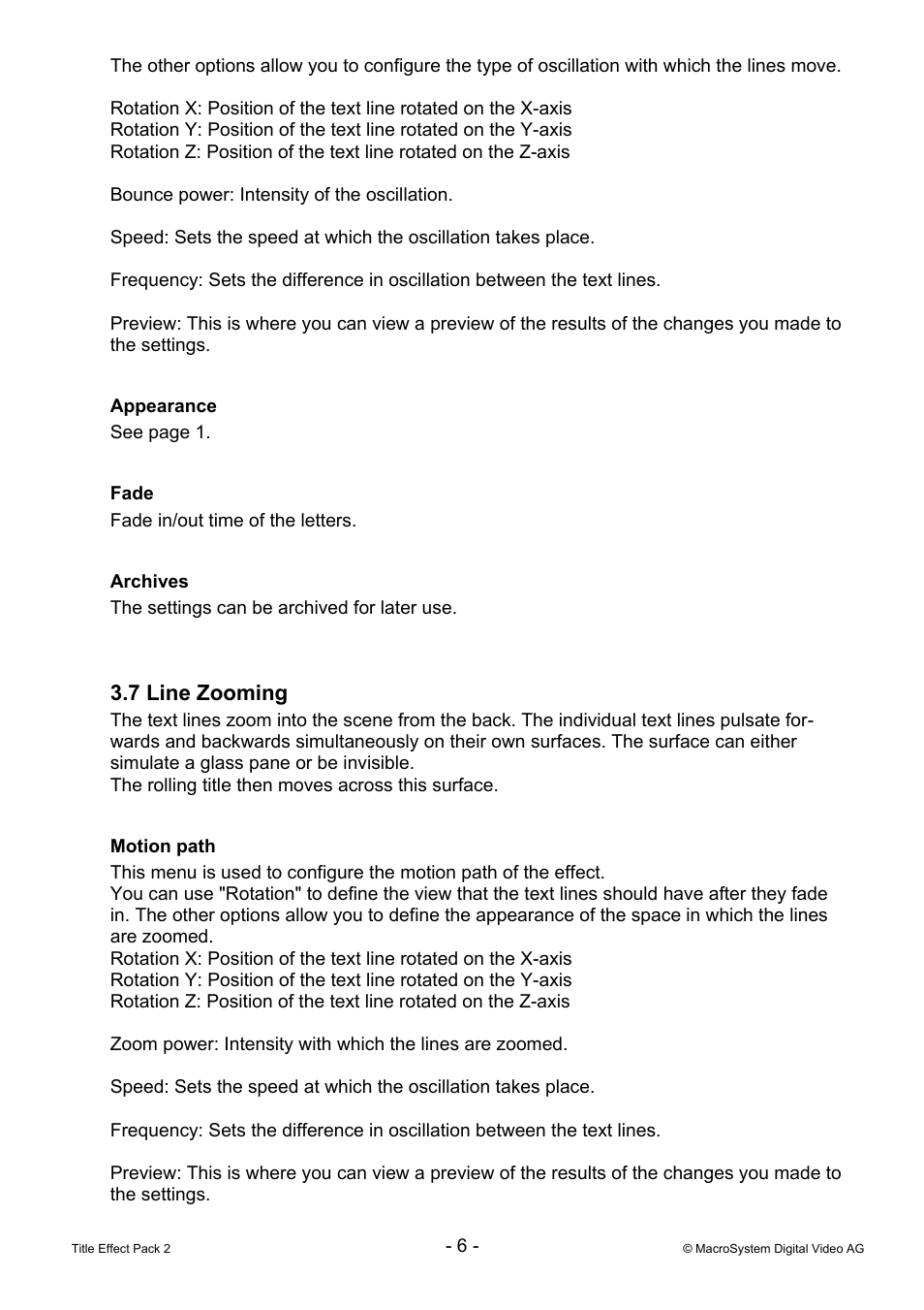 7 line zooming | MacroSystem Title Effect Pack 2 User Manual | Page 6 / 13