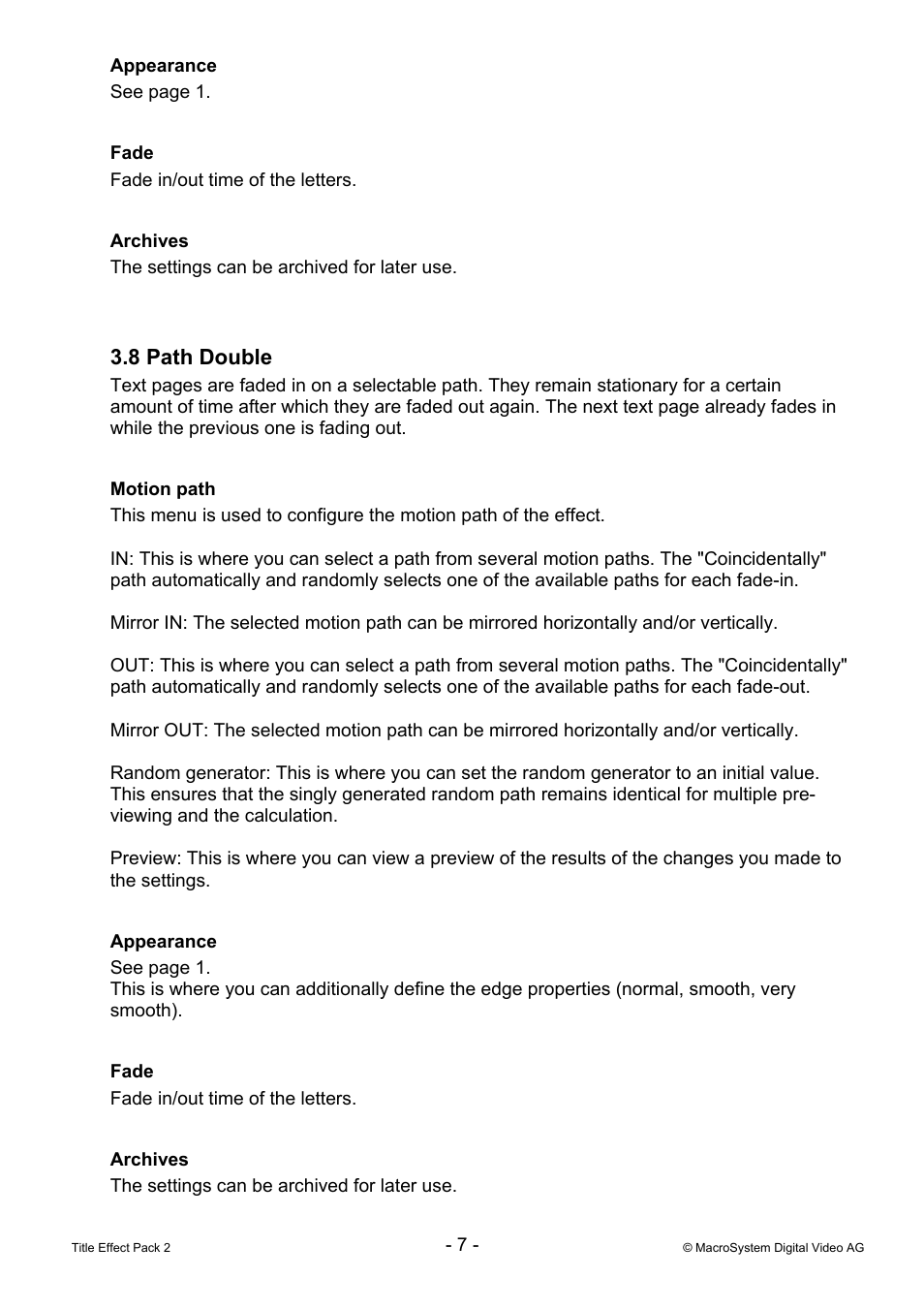 8 path double | MacroSystem Title Effect Pack 2 User Manual | Page 7 / 13