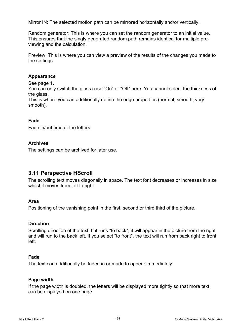 11 perspective hscroll | MacroSystem Title Effect Pack 2 User Manual | Page 9 / 13