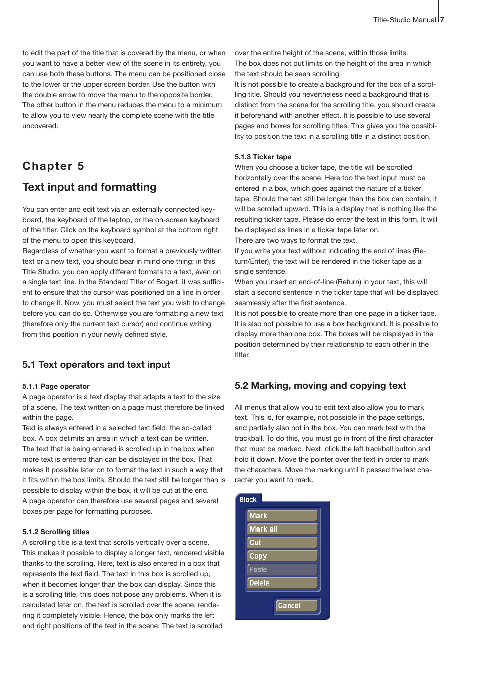 Chapter 5 text input and formatting | MacroSystem Title-Studio User Manual | Page 7 / 16