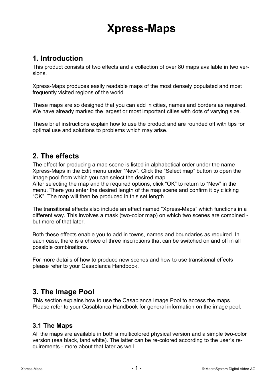 MacroSystem Xpress-Maps User Manual | 5 pages